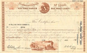 New York and Harlem Railroad Co. - Railway Stock Certificate